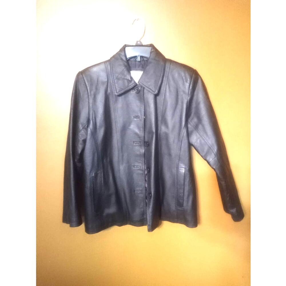 Gianni Ferrara M Button Genuine Leather Jacket Quilted